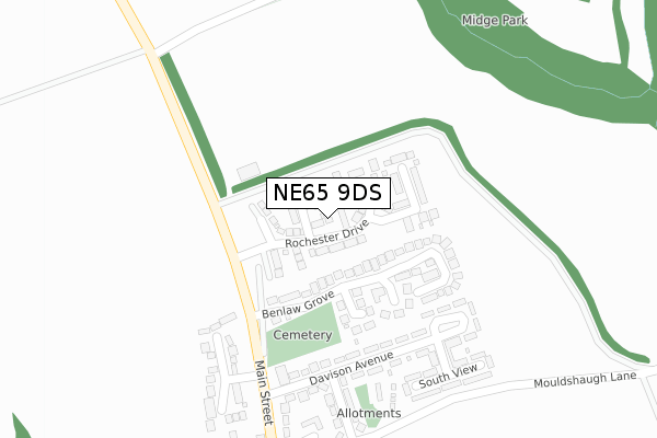 NE65 9DS map - large scale - OS Open Zoomstack (Ordnance Survey)