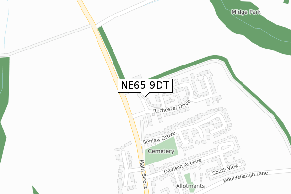 NE65 9DT map - large scale - OS Open Zoomstack (Ordnance Survey)