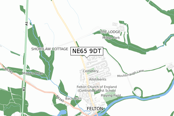 NE65 9DT map - small scale - OS Open Zoomstack (Ordnance Survey) NE65 9DT map - small scale - OS Open Zoomstack (Ordnance Survey)