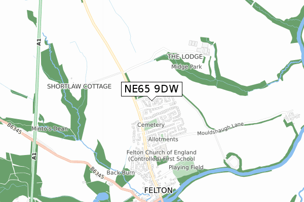 NE65 9DW map - small scale - OS Open Zoomstack (Ordnance Survey) NE65 9DW map - small scale - OS Open Zoomstack (Ordnance Survey)