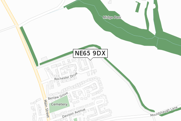 NE65 9DX map - large scale - OS Open Zoomstack (Ordnance Survey)