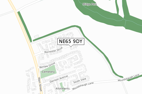 NE65 9DY map - large scale - OS Open Zoomstack (Ordnance Survey)