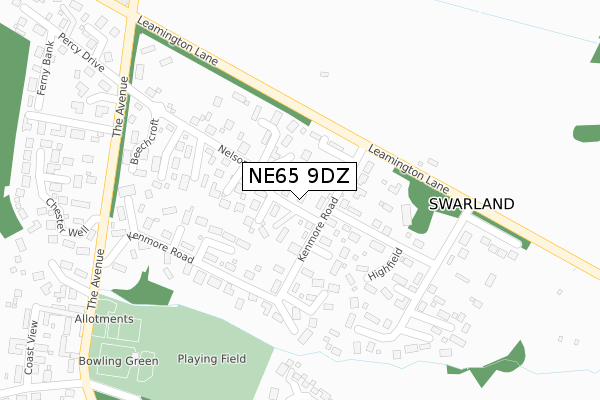 NE65 9DZ map - large scale - OS Open Zoomstack (Ordnance Survey)
