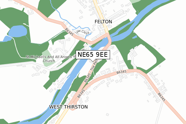 NE65 9EE map - large scale - OS Open Zoomstack (Ordnance Survey)