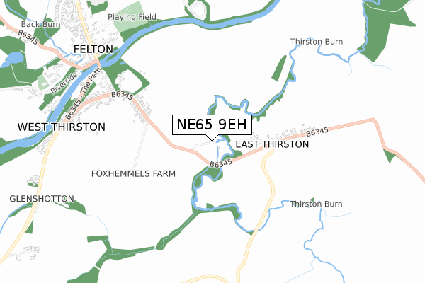 NE65 9EH map - small scale - OS Open Zoomstack (Ordnance Survey)