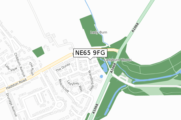 NE65 9FG map - large scale - OS Open Zoomstack (Ordnance Survey)