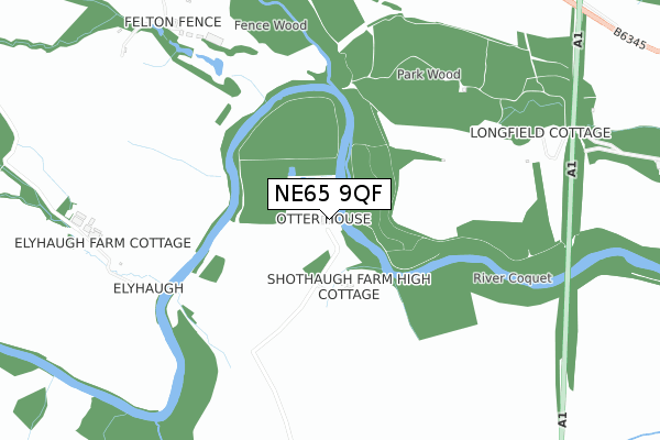 NE65 9QF map - small scale - OS Open Zoomstack (Ordnance Survey)