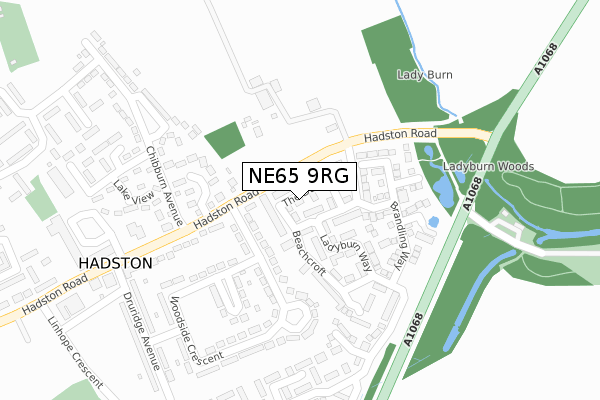 NE65 9RG map - large scale - OS Open Zoomstack (Ordnance Survey)