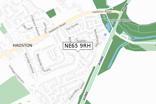 NE65 9RH map - large scale - OS Open Zoomstack (Ordnance Survey)
