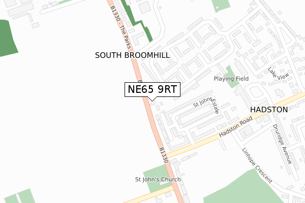 NE65 9RT map - large scale - OS Open Zoomstack (Ordnance Survey)