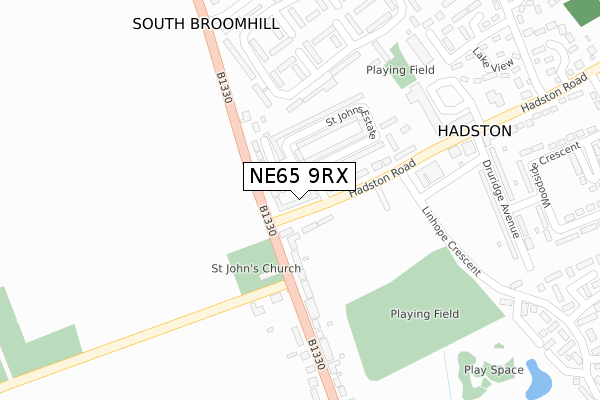 NE65 9RX map - large scale - OS Open Zoomstack (Ordnance Survey)