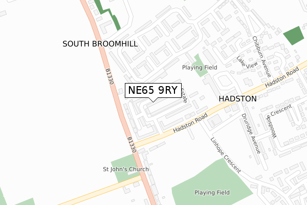 NE65 9RY map - large scale - OS Open Zoomstack (Ordnance Survey)