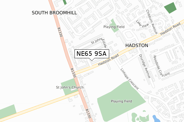 NE65 9SA map - large scale - OS Open Zoomstack (Ordnance Survey)