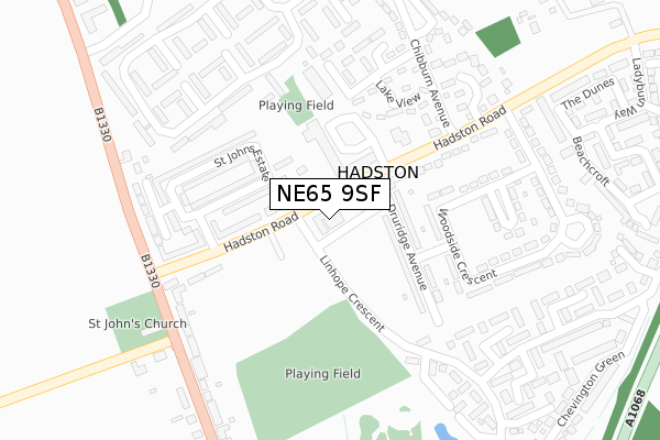 NE65 9SF map - large scale - OS Open Zoomstack (Ordnance Survey)