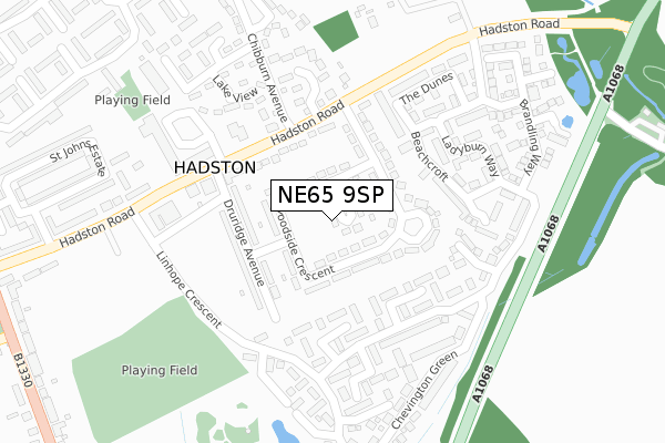 NE65 9SP map - large scale - OS Open Zoomstack (Ordnance Survey)