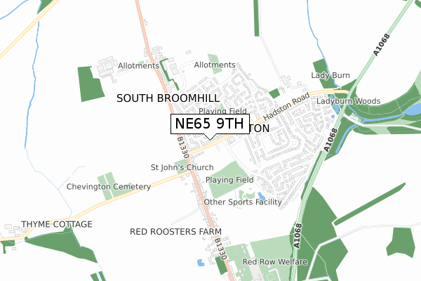 NE65 9TH map - small scale - OS Open Zoomstack (Ordnance Survey)