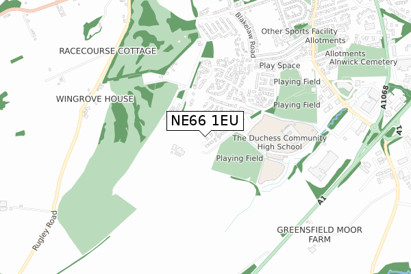 NE66 1EU map - small scale - OS Open Zoomstack (Ordnance Survey)