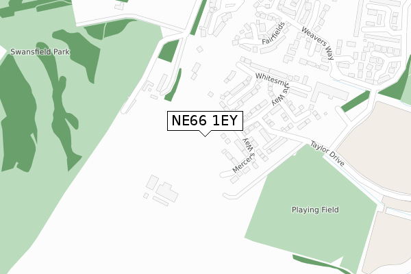 NE66 1EY map - large scale - OS Open Zoomstack (Ordnance Survey)