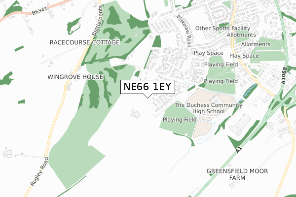 NE66 1EY map - small scale - OS Open Zoomstack (Ordnance Survey)