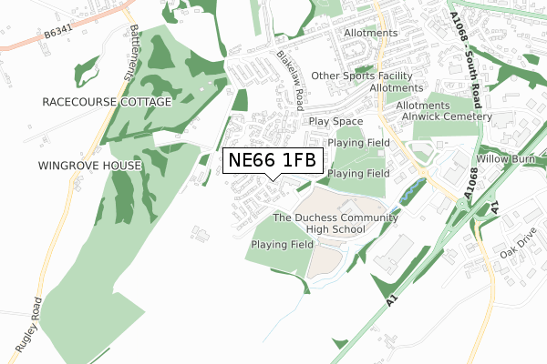NE66 1FB map - small scale - OS Open Zoomstack (Ordnance Survey) NE66 1FB map - small scale - OS Open Zoomstack (Ordnance Survey)