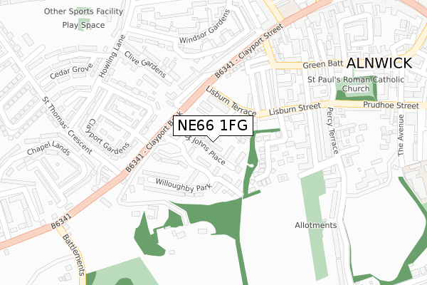 NE66 1FG map - large scale - OS Open Zoomstack (Ordnance Survey) NE66 1FG map - large scale - OS Open Zoomstack (Ordnance Survey)