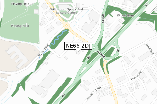 NE66 2DJ map - large scale - OS Open Zoomstack (Ordnance Survey)