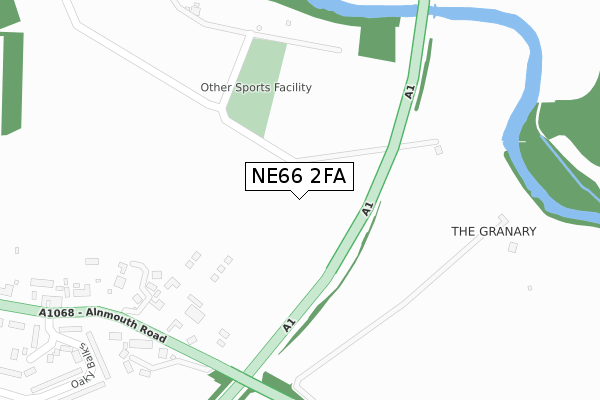 NE66 2FA map - large scale - OS Open Zoomstack (Ordnance Survey)