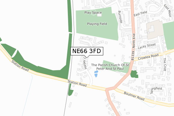 NE66 3FD map - large scale - OS Open Zoomstack (Ordnance Survey)