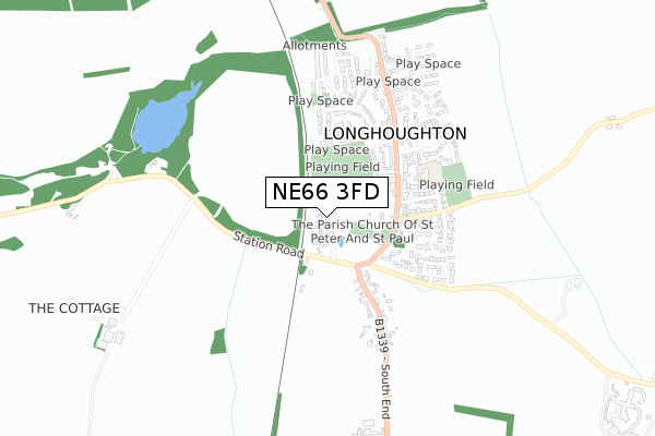NE66 3FD map - small scale - OS Open Zoomstack (Ordnance Survey)