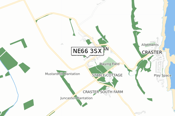 NE66 3SX map - small scale - OS Open Zoomstack (Ordnance Survey)