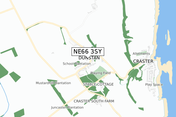 NE66 3SY map - small scale - OS Open Zoomstack (Ordnance Survey)