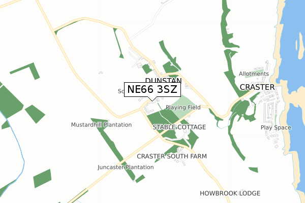 NE66 3SZ map - small scale - OS Open Zoomstack (Ordnance Survey)