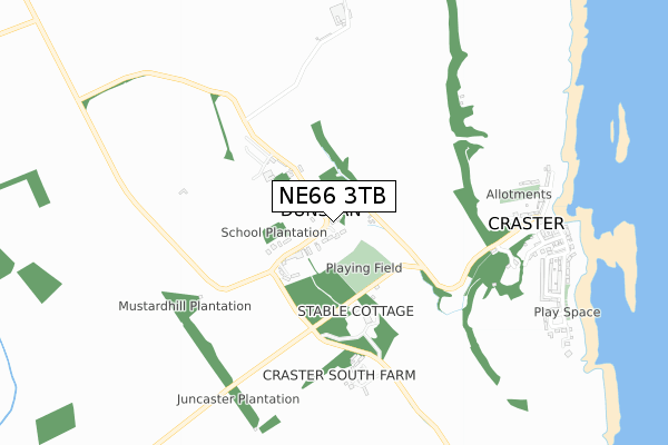 NE66 3TB map - small scale - OS Open Zoomstack (Ordnance Survey)