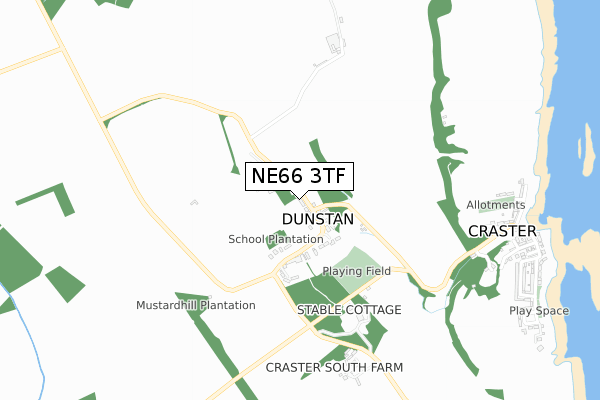 NE66 3TF map - small scale - OS Open Zoomstack (Ordnance Survey)