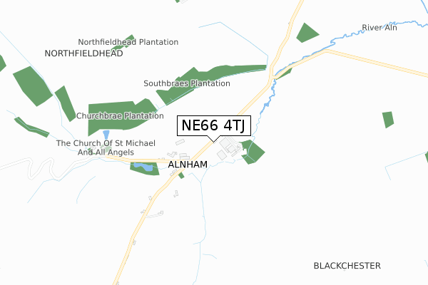 NE66 4TJ map - small scale - OS Open Zoomstack (Ordnance Survey)