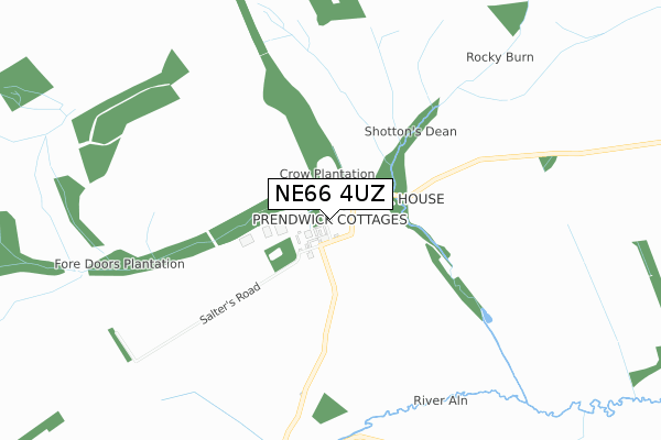 NE66 4UZ map - small scale - OS Open Zoomstack (Ordnance Survey)