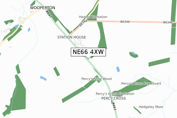 NE66 4XW map - small scale - OS Open Zoomstack (Ordnance Survey) NE66 4XW map - small scale - OS Open Zoomstack (Ordnance Survey)