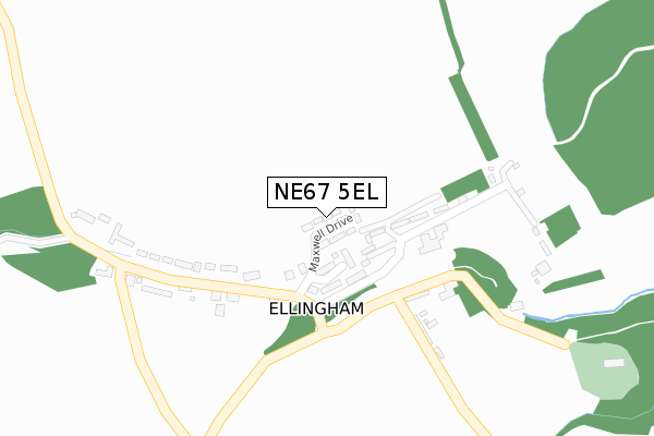 NE67 5EL map - large scale - OS Open Zoomstack (Ordnance Survey)