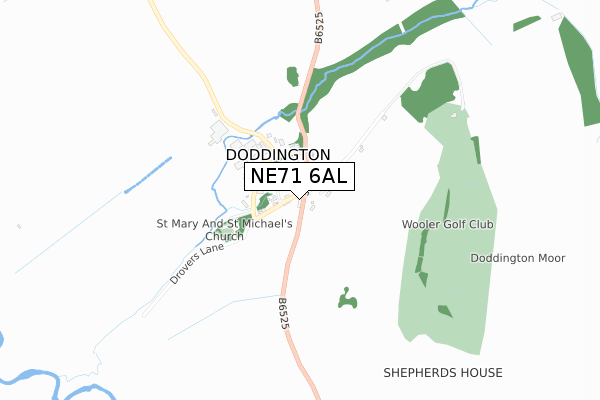 NE71 6AL map - small scale - OS Open Zoomstack (Ordnance Survey)