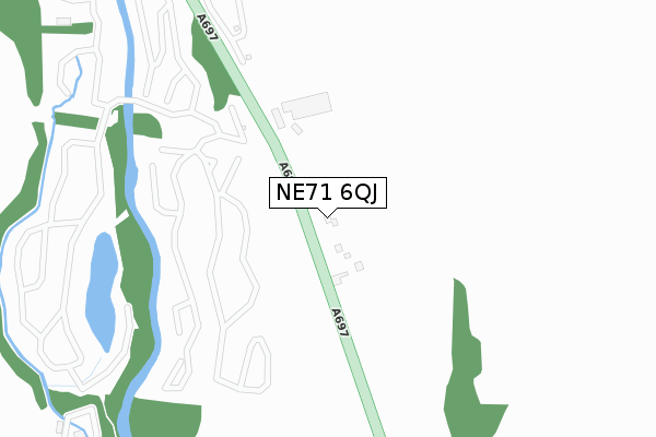 NE71 6QJ map - large scale - OS Open Zoomstack (Ordnance Survey)