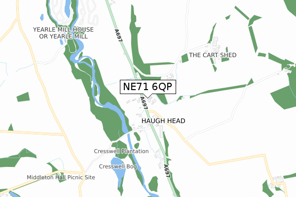 NE71 6QP map - small scale - OS Open Zoomstack (Ordnance Survey) NE71 6QP map - small scale - OS Open Zoomstack (Ordnance Survey)