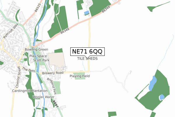 NE71 6QQ map - small scale - OS Open Zoomstack (Ordnance Survey) NE71 6QQ map - small scale - OS Open Zoomstack (Ordnance Survey)