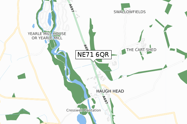 NE71 6QR map - small scale - OS Open Zoomstack (Ordnance Survey) NE71 6QR map - small scale - OS Open Zoomstack (Ordnance Survey)