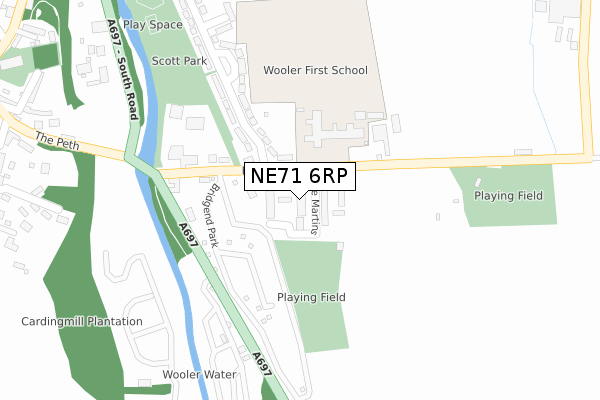 NE71 6RP map - large scale - OS Open Zoomstack (Ordnance Survey)