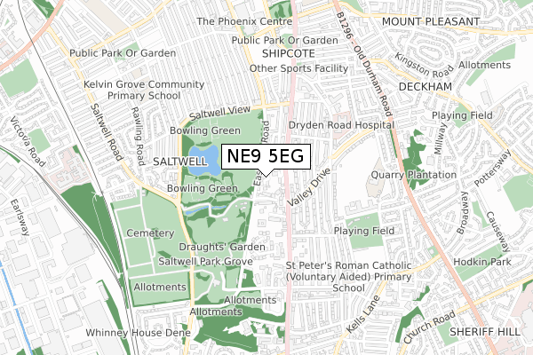 NE9 5EG map - small scale - OS Open Zoomstack (Ordnance Survey) NE9 5EG map - small scale - OS Open Zoomstack (Ordnance Survey)