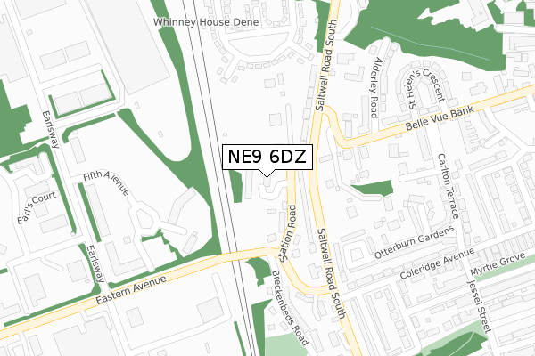 NE9 6DZ map - large scale - OS Open Zoomstack (Ordnance Survey)