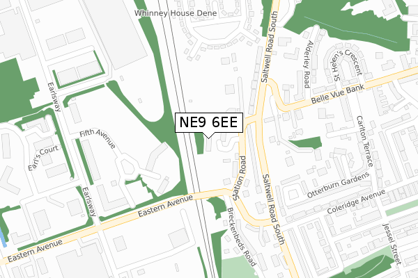 NE9 6EE map - large scale - OS Open Zoomstack (Ordnance Survey)