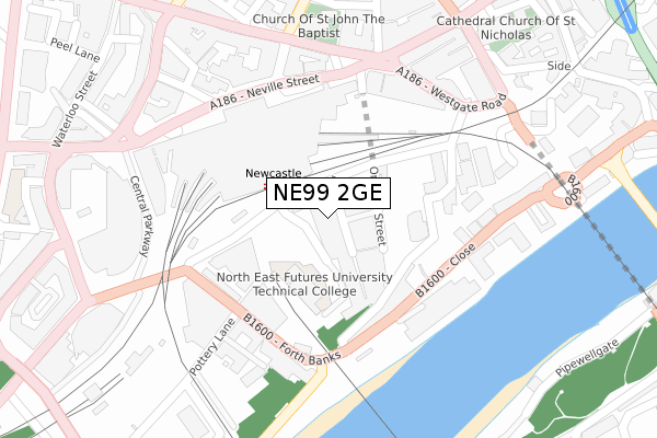 NE99 2GE map - large scale - OS Open Zoomstack (Ordnance Survey)