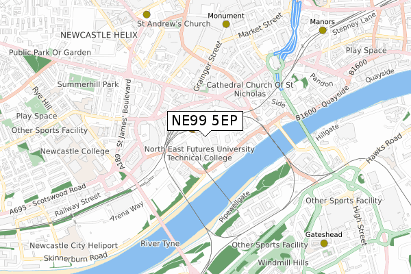 NE99 5EP map - small scale - OS Open Zoomstack (Ordnance Survey) NE99 5EP map - small scale - OS Open Zoomstack (Ordnance Survey)