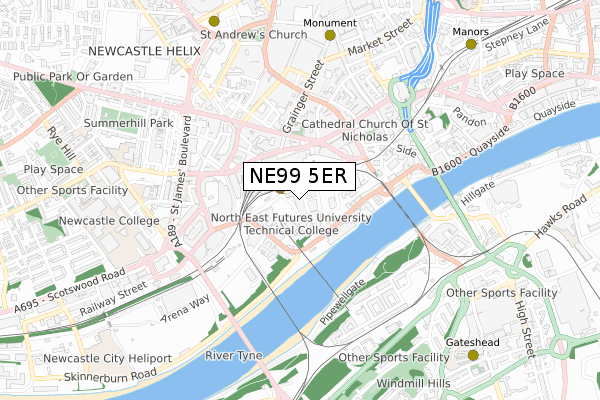 NE99 5ER map - small scale - OS Open Zoomstack (Ordnance Survey) NE99 5ER map - small scale - OS Open Zoomstack (Ordnance Survey)